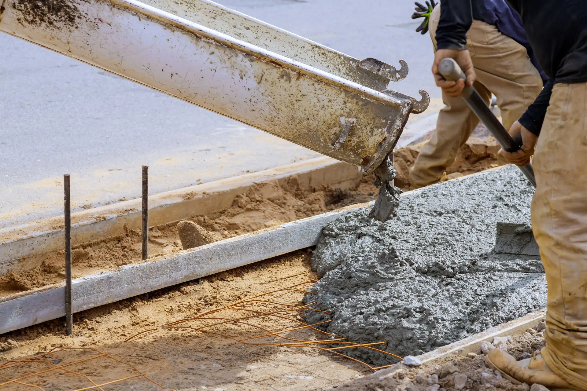 Pouring concrete on site